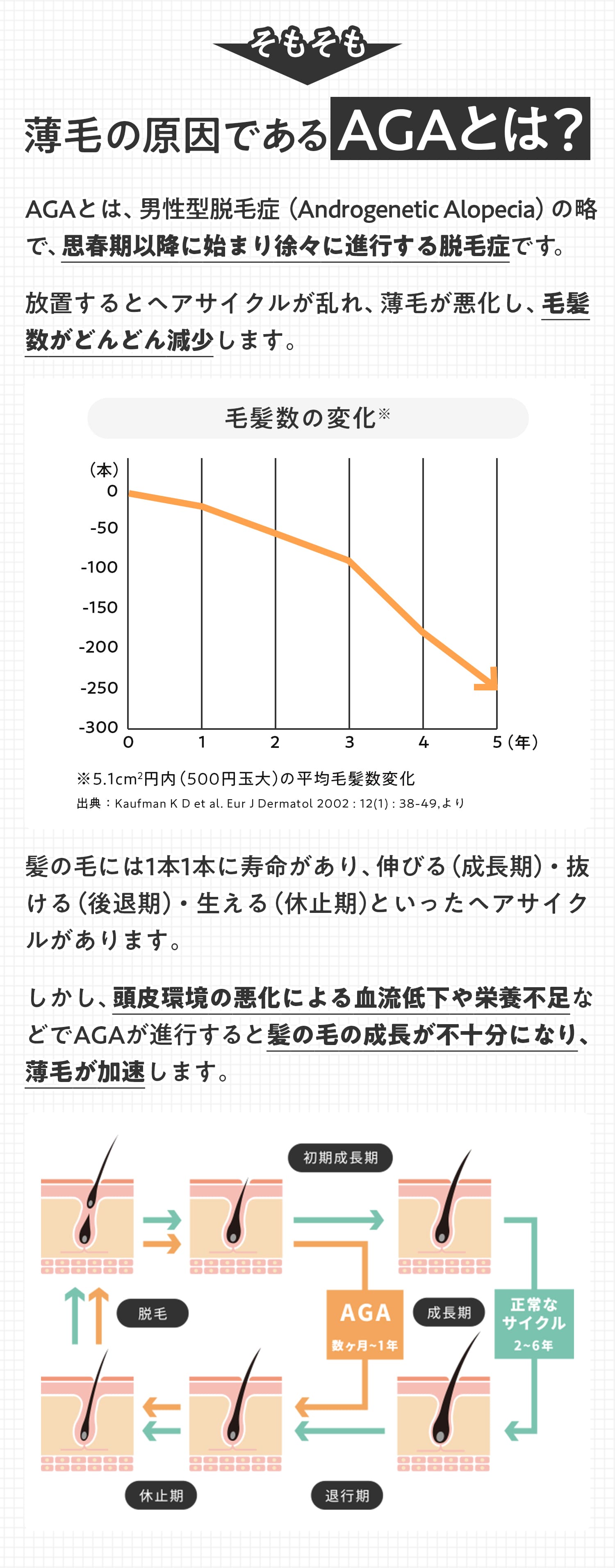 薄毛の原因であるAGAとは？