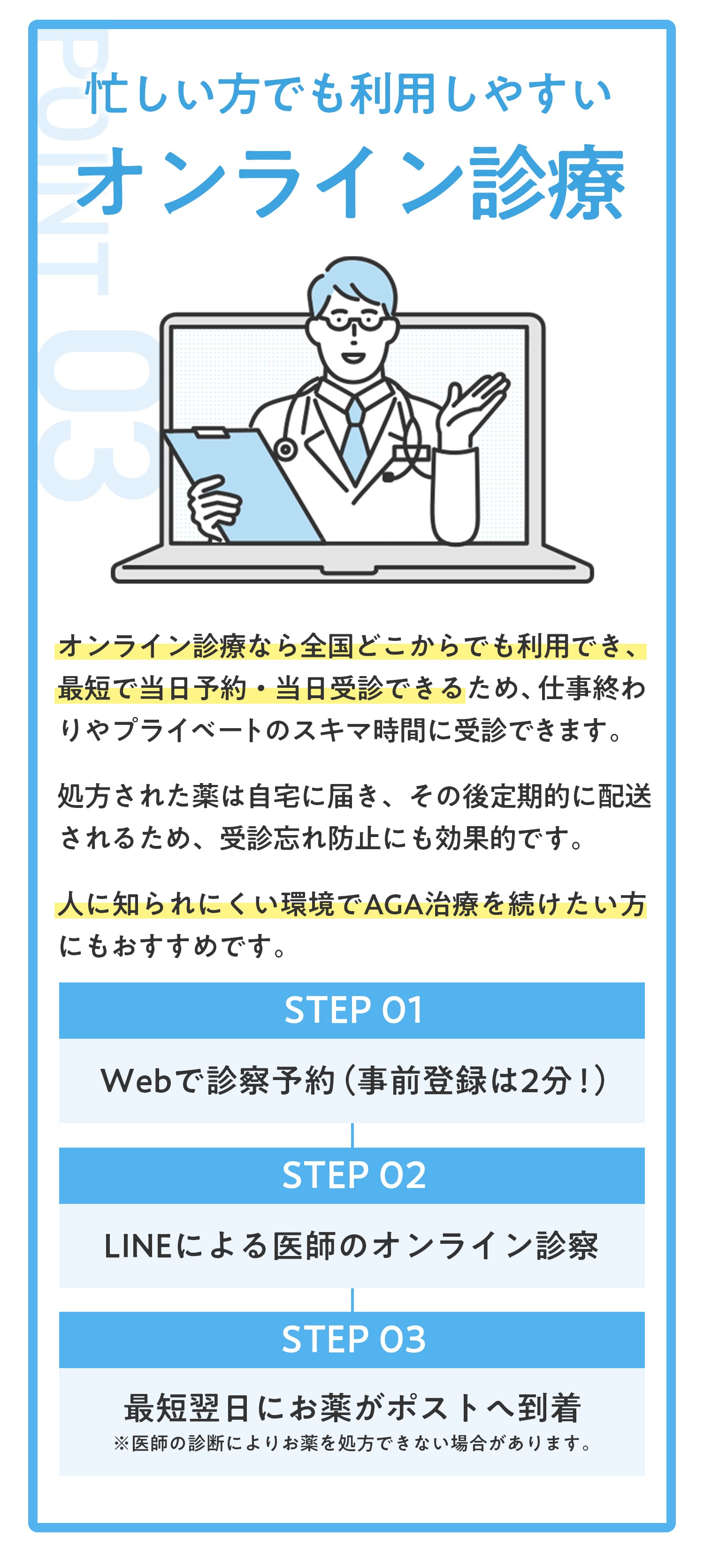 ポイント3 利用しやすいオンライン診療
